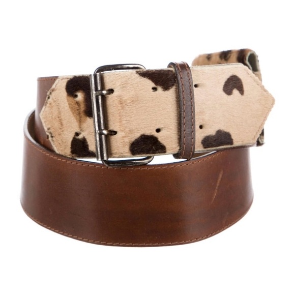 Matisse Italy Leopard Fur Leather Belt with Animal Print and Pouch